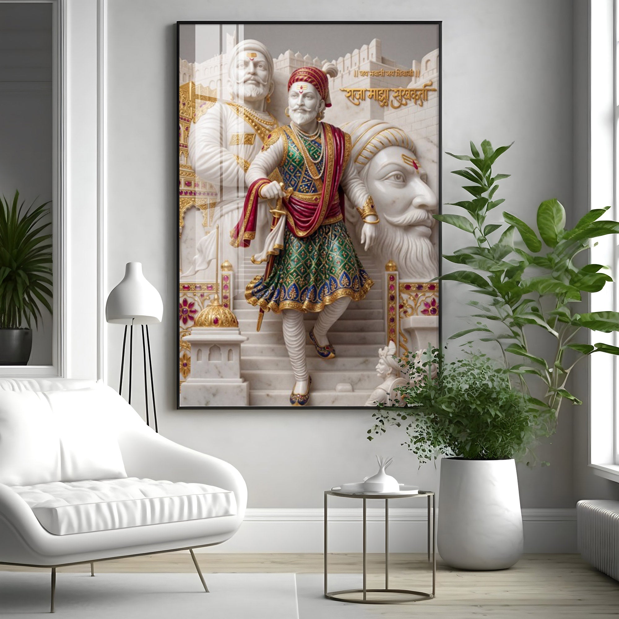 Shivaji Maharaj Premium Acrylic Vertical Wall Art