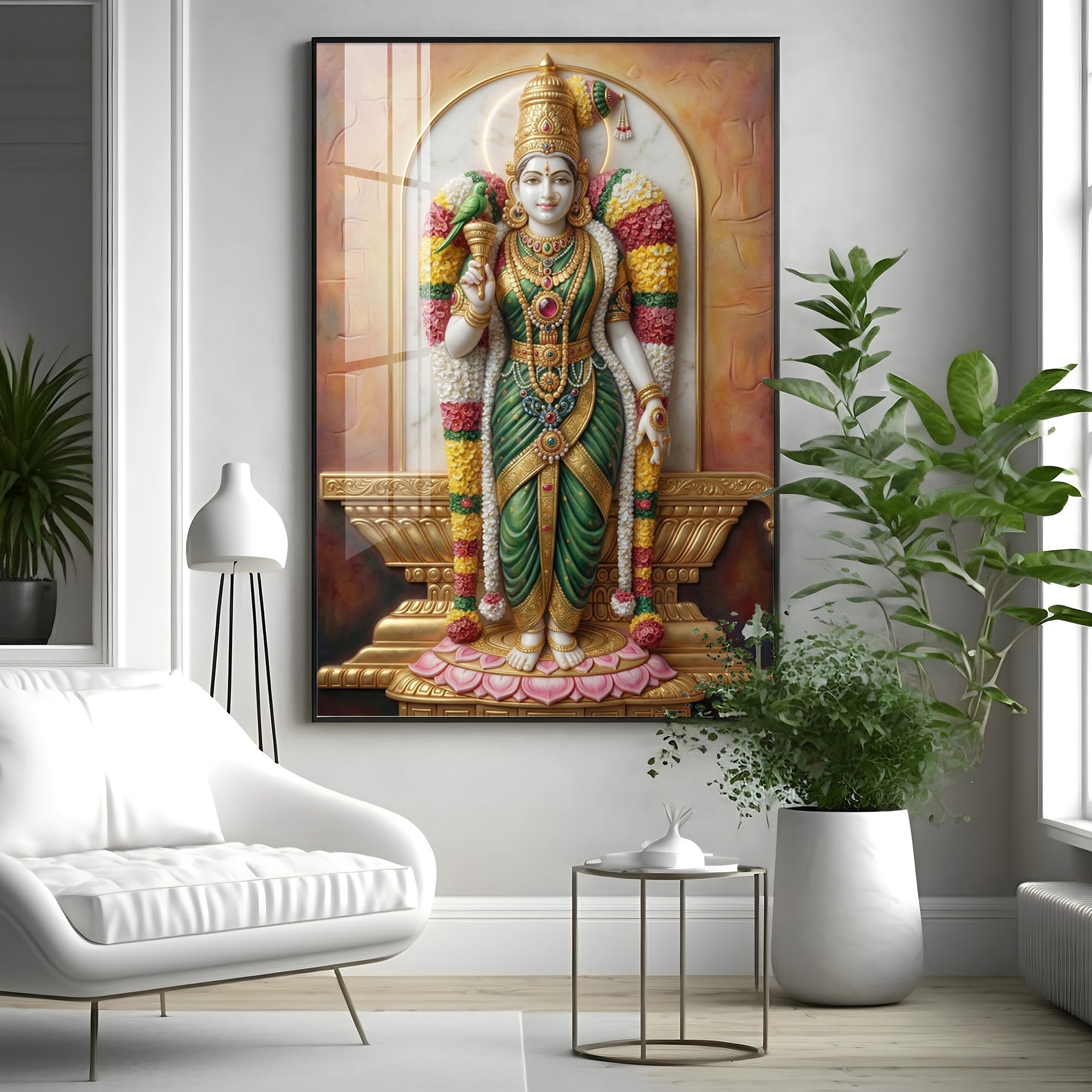 Divine Goddess Meenakshi Amman Premium Acrylic Vertical Wall Art