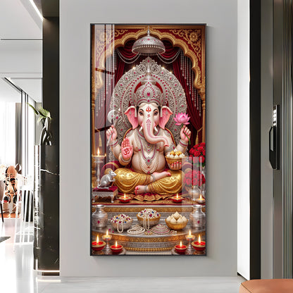 Divine Shree Ganesha Premium Acrylic Vertical Wall Art