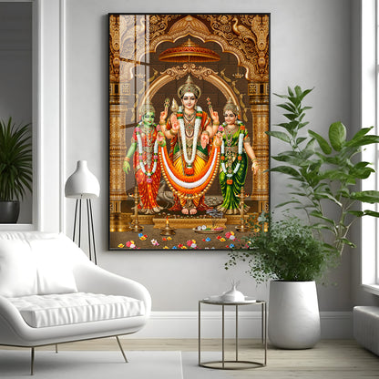 God Murugan Valli Deivanai Subramanya Swamy Premium Acrylic Vertical Wall Art