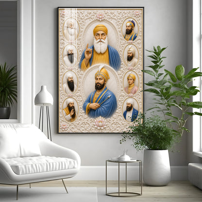 Divine 10 Gurus Premium Acrylic Vertical Wall Art