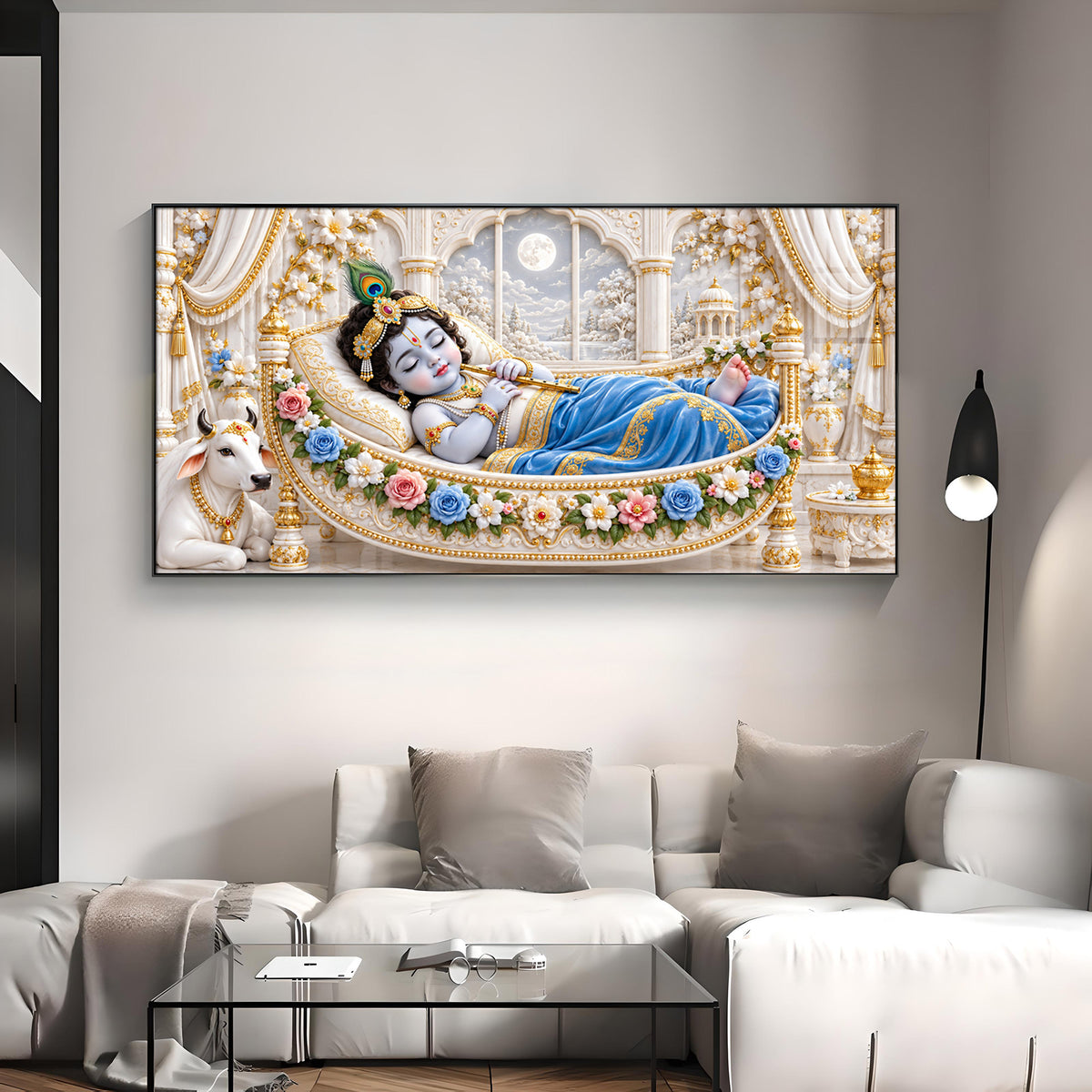 Little Krishna Sleeping Premium Acrylic Horizontal Wall Art