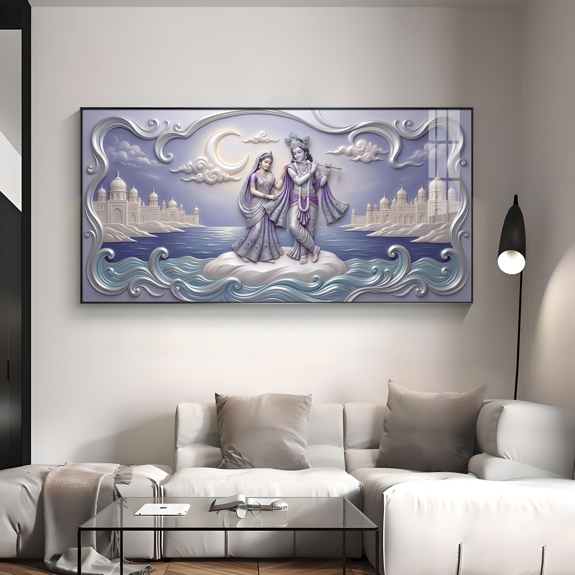 Divine God Radha Krishna Premium Acrylic Horizontal Wall Art