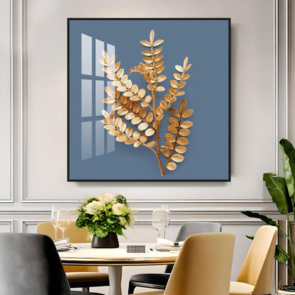 Golden Leaf Design Premium Acrylic Square Wall Art