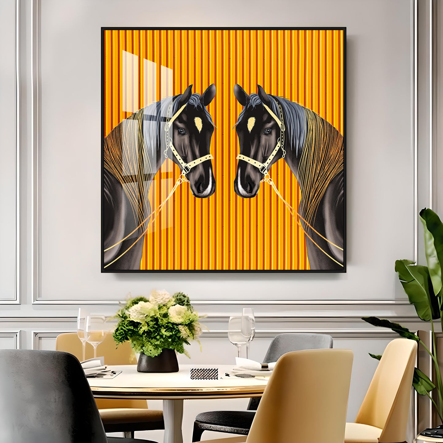 Couple Horse Premium Acrylic Square Wall Art