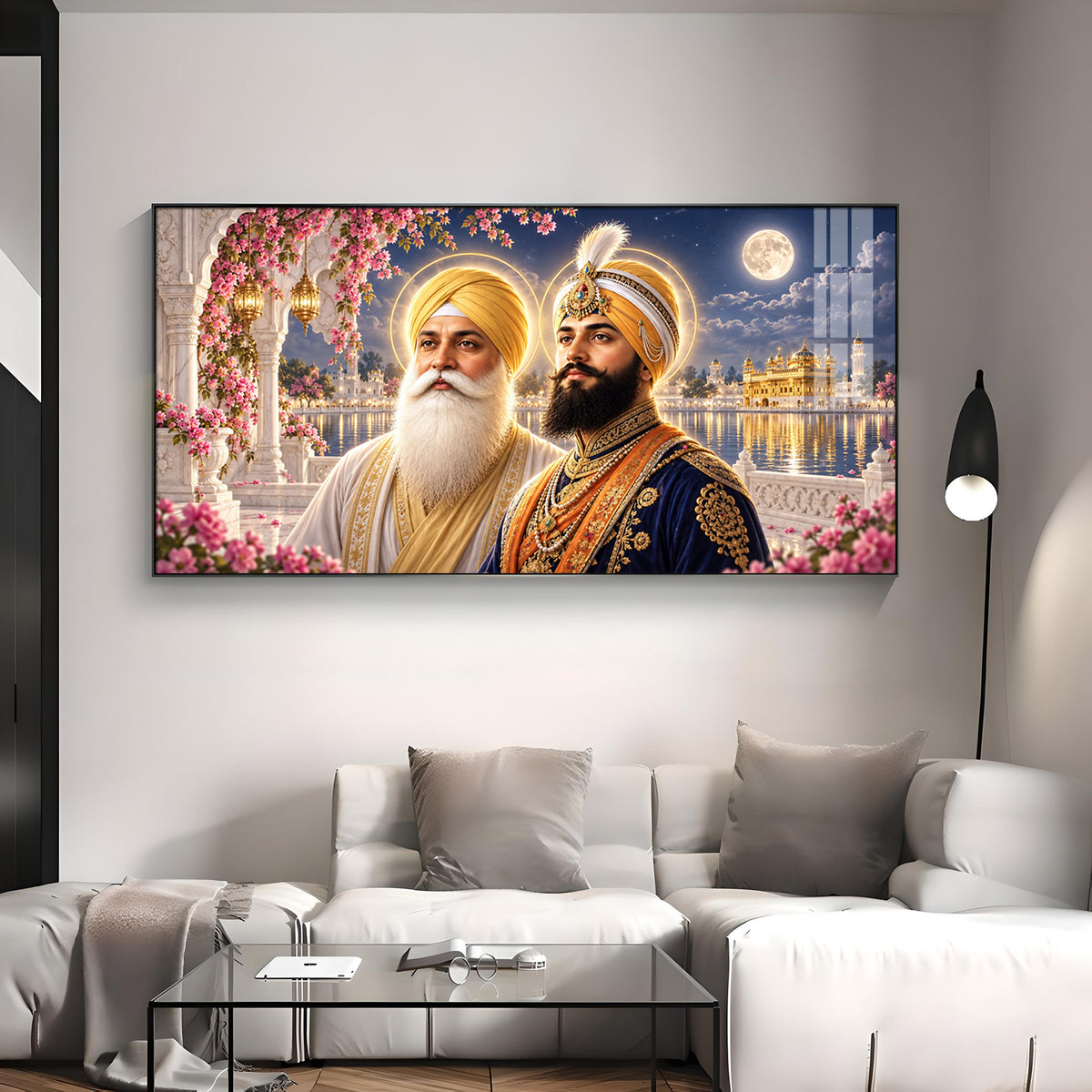 Guru Nanak Dev Ji and Guru Gobind Singh Ji Premium Acrylic Horizontal Wall Art