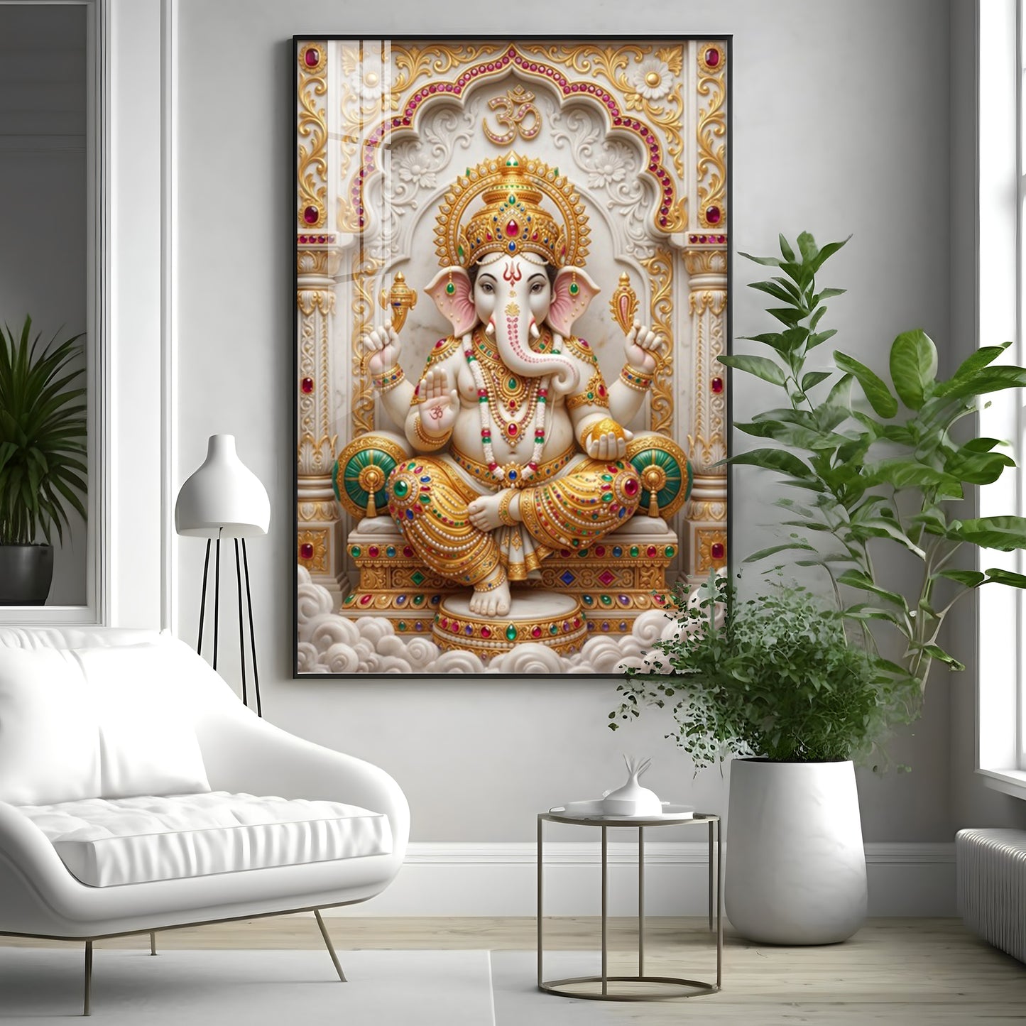 Hindu Deity Of Wisdom Ganesh ji Premium Acrylic Vertical Wall Art
