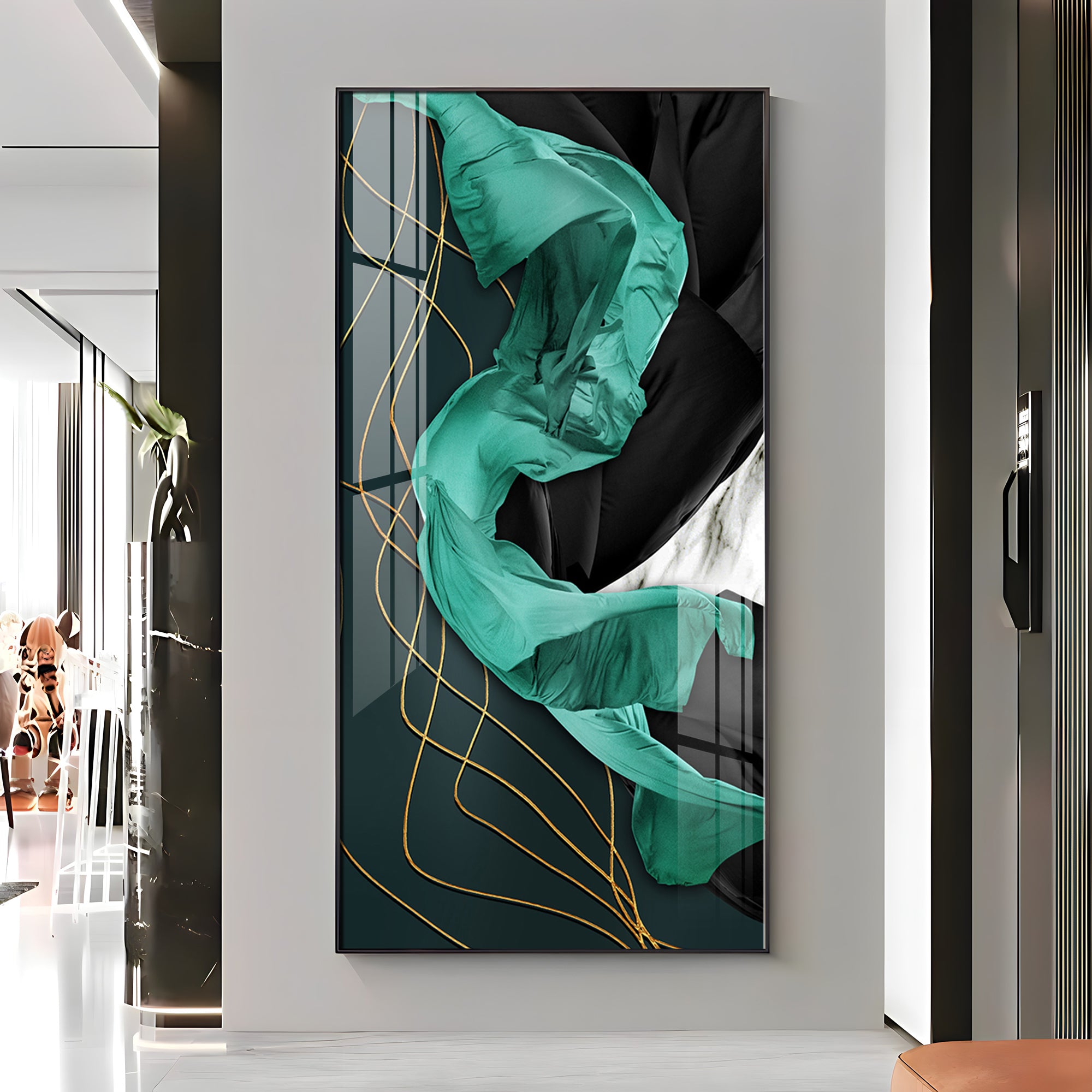 Emerald Elegance Premium Acrylic Vertical Wall Art