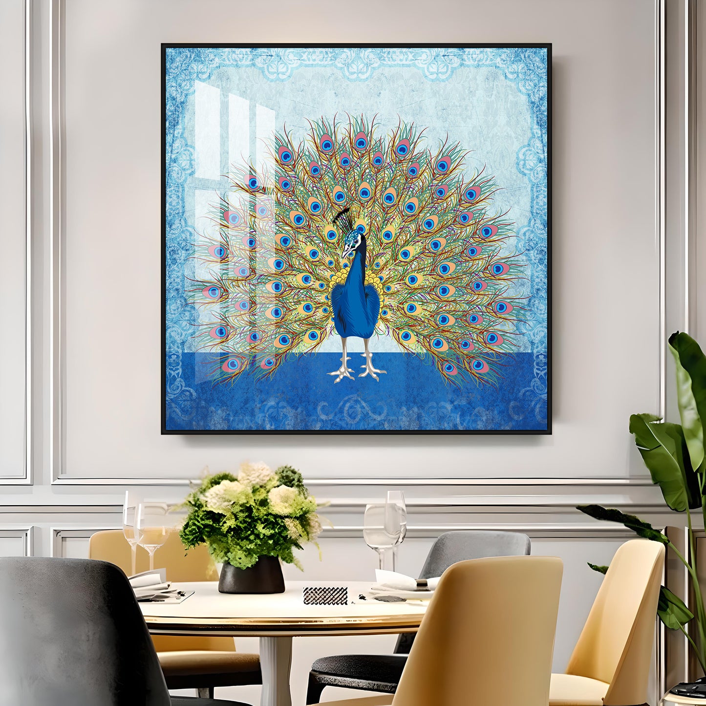 Peacock Premium Acrylic Square Wall Art