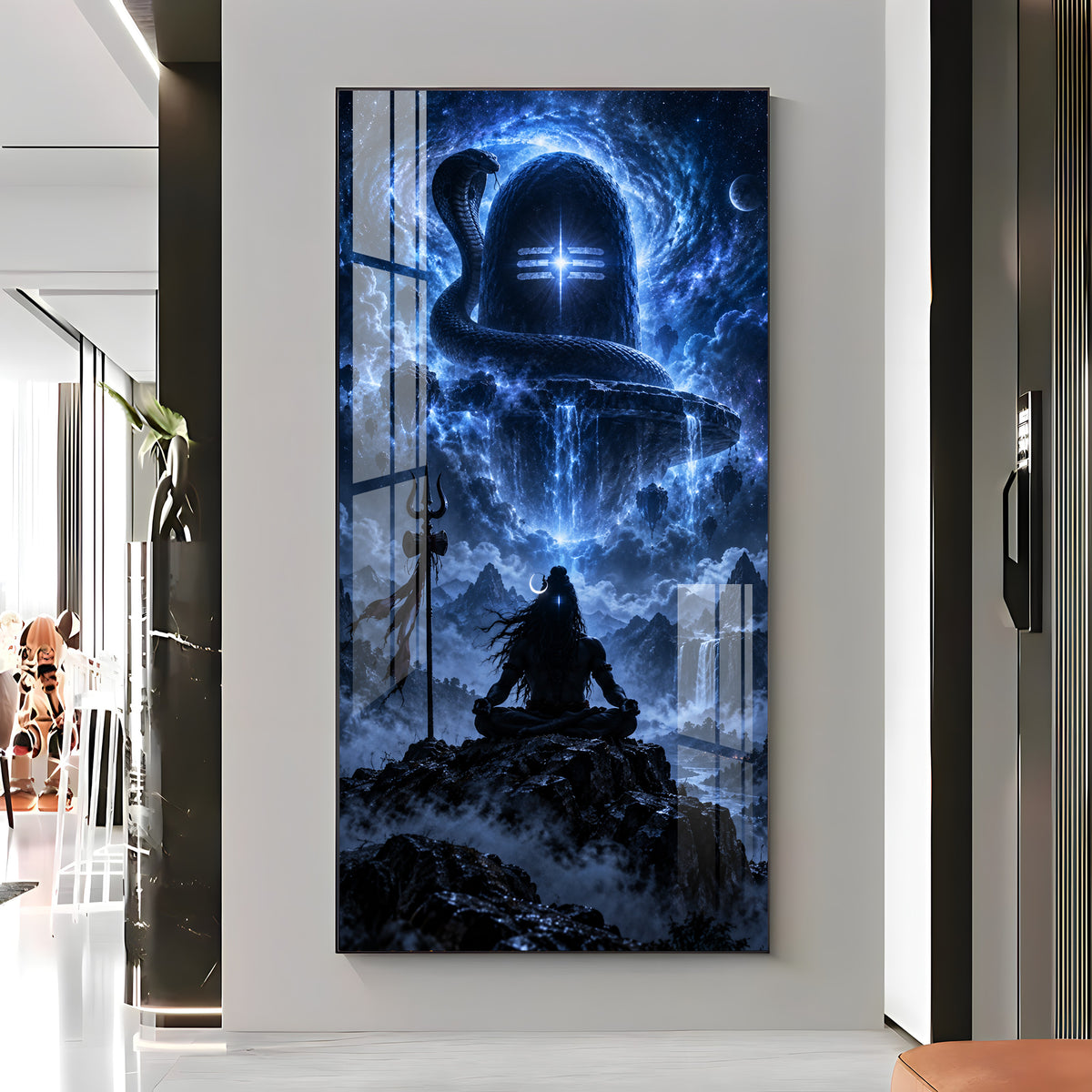 Aura of Cosmic Mahadev Premium Acrylic Vertical Wall Art