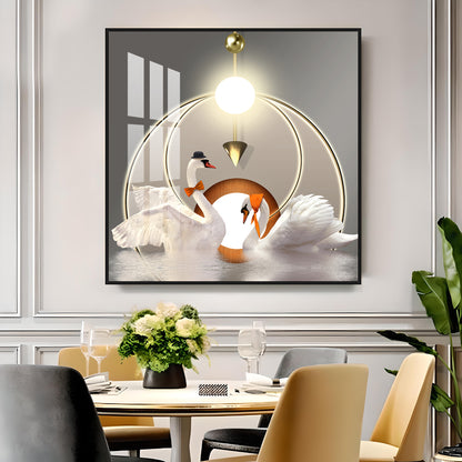 Loving Couple Swan Premium Acrylic Square Wall Art