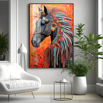 Multicolor Horse Premium Acrylic Vertical Wall Art