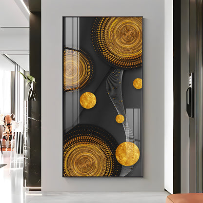 Gold Circle Shape Premium Acrylic Vertical Wall Art