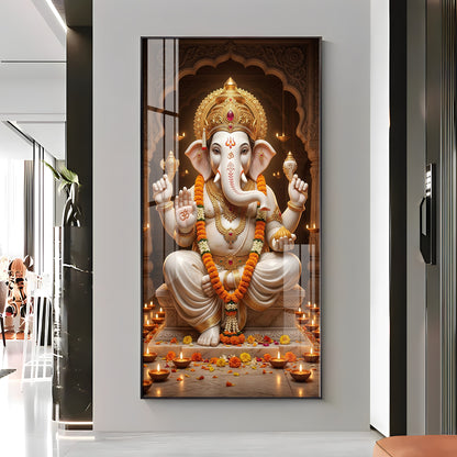 Ganesh Ji Eternal Wisdom Premium Acrylic Vertical Wall Art