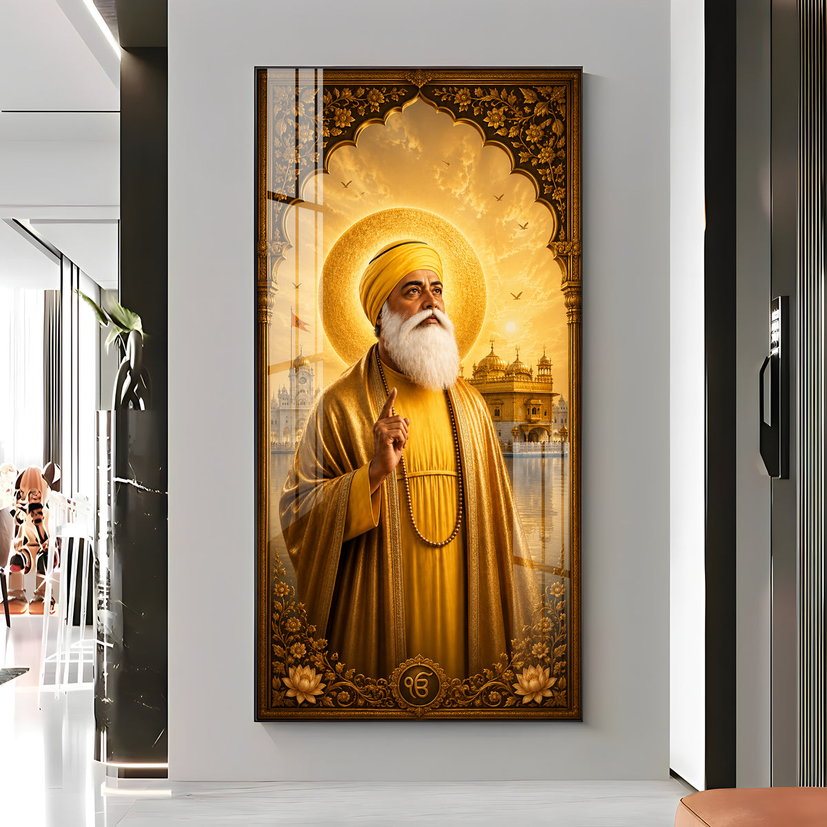 Guru Nanak Dev Ji With Blessing Premium Acrylic Vertical Wall Art