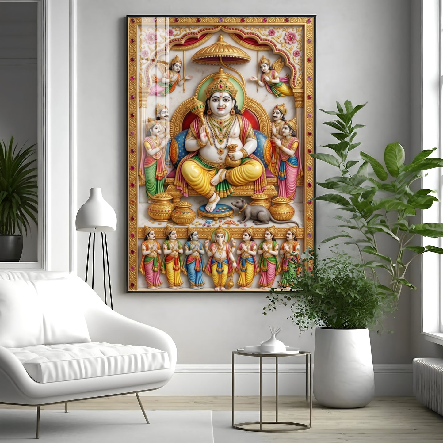 Lord Dhanpati Premium Acrylic Vertical Wall Art