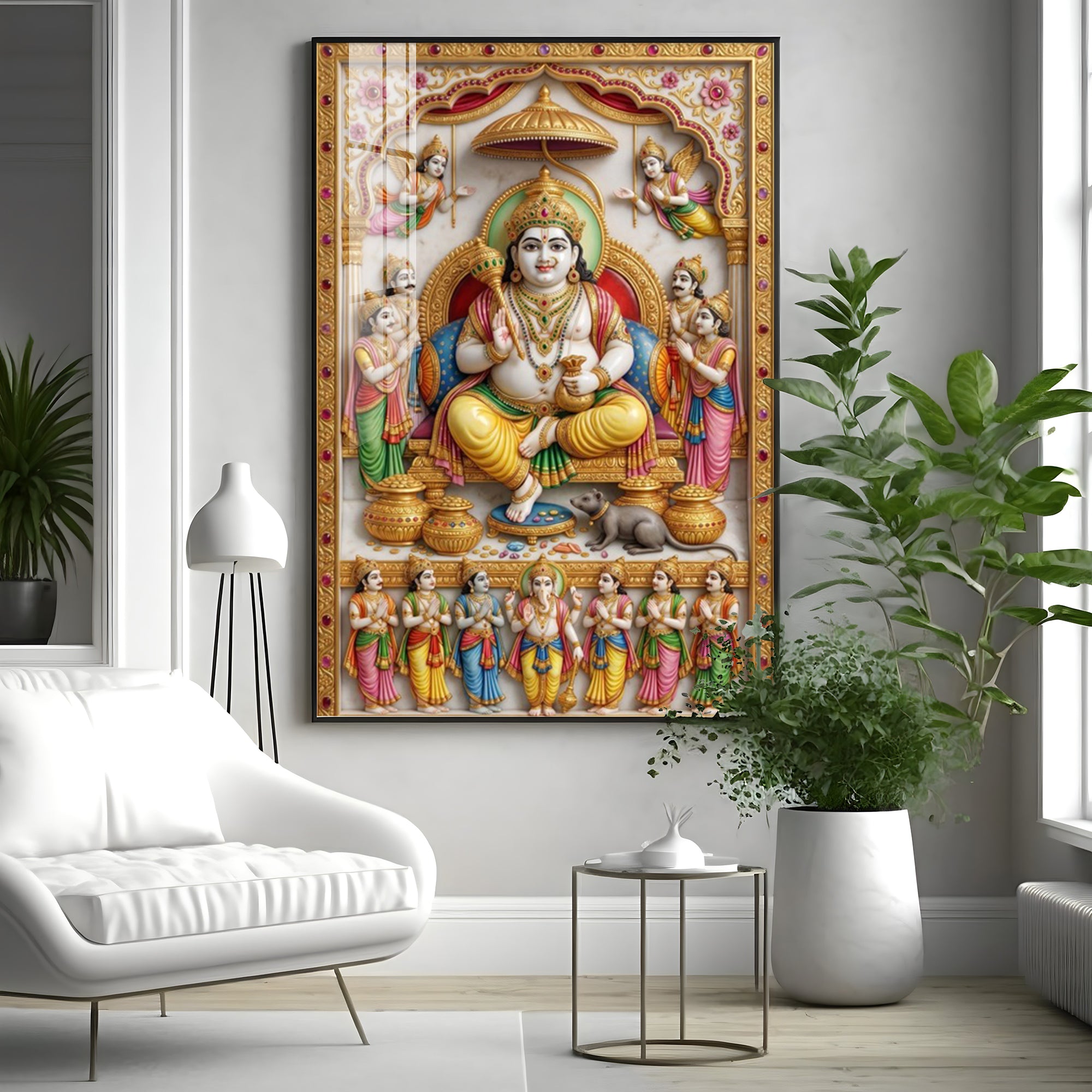 Lord Dhanpati Premium Acrylic Vertical Wall Art