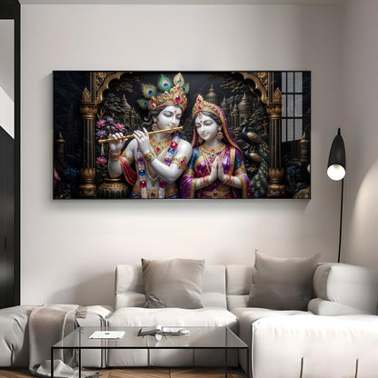 Timeless Love Krishna & Radha Premium Acrylic Horizontal Wall Art