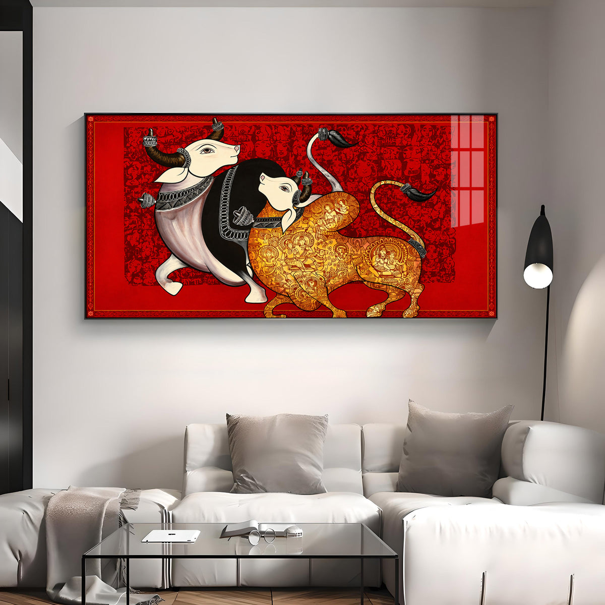 Traditional Sacred Bulls Premium Acrylic Horizontal Wall Art