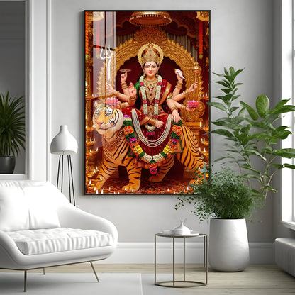 Divine Maa Durga Premium Acrylic Vertical Wall Art