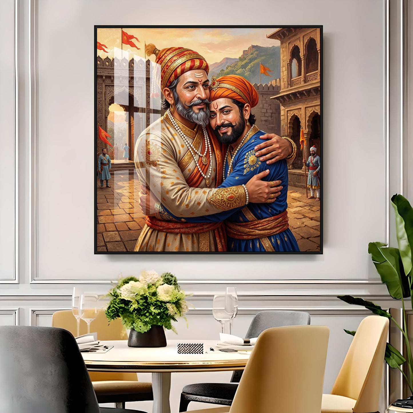 Shivaji Maharaj With Sambhaji Maharaj Premium Acrylic Square Wall Art