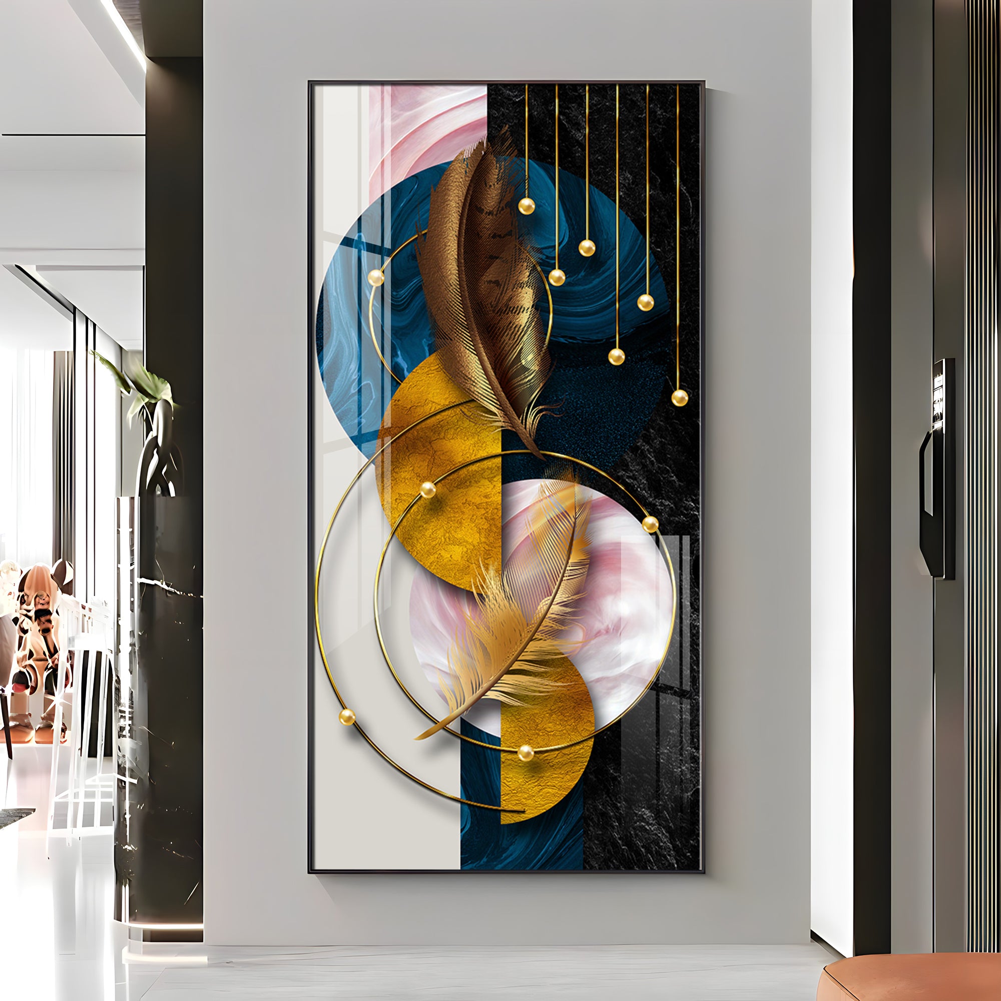 Luxurious Abstract Background With Feather Premium Acrylic Vertical Wall Art