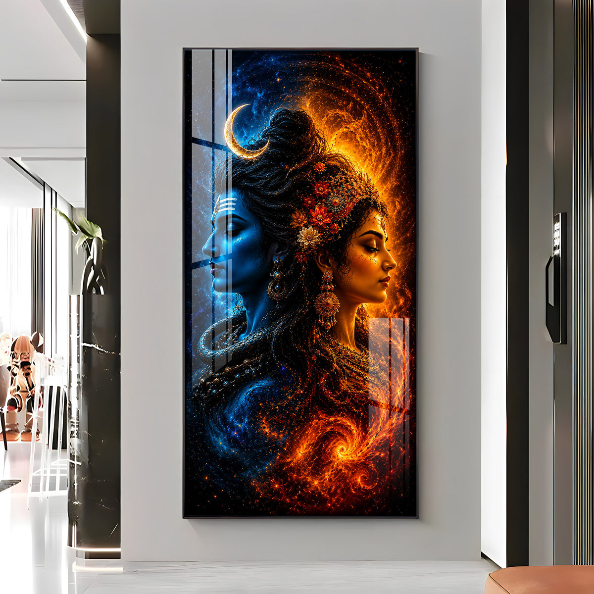 Celestial Ardhanarishvara Cosmic Balance Premium Acrylic Vertical