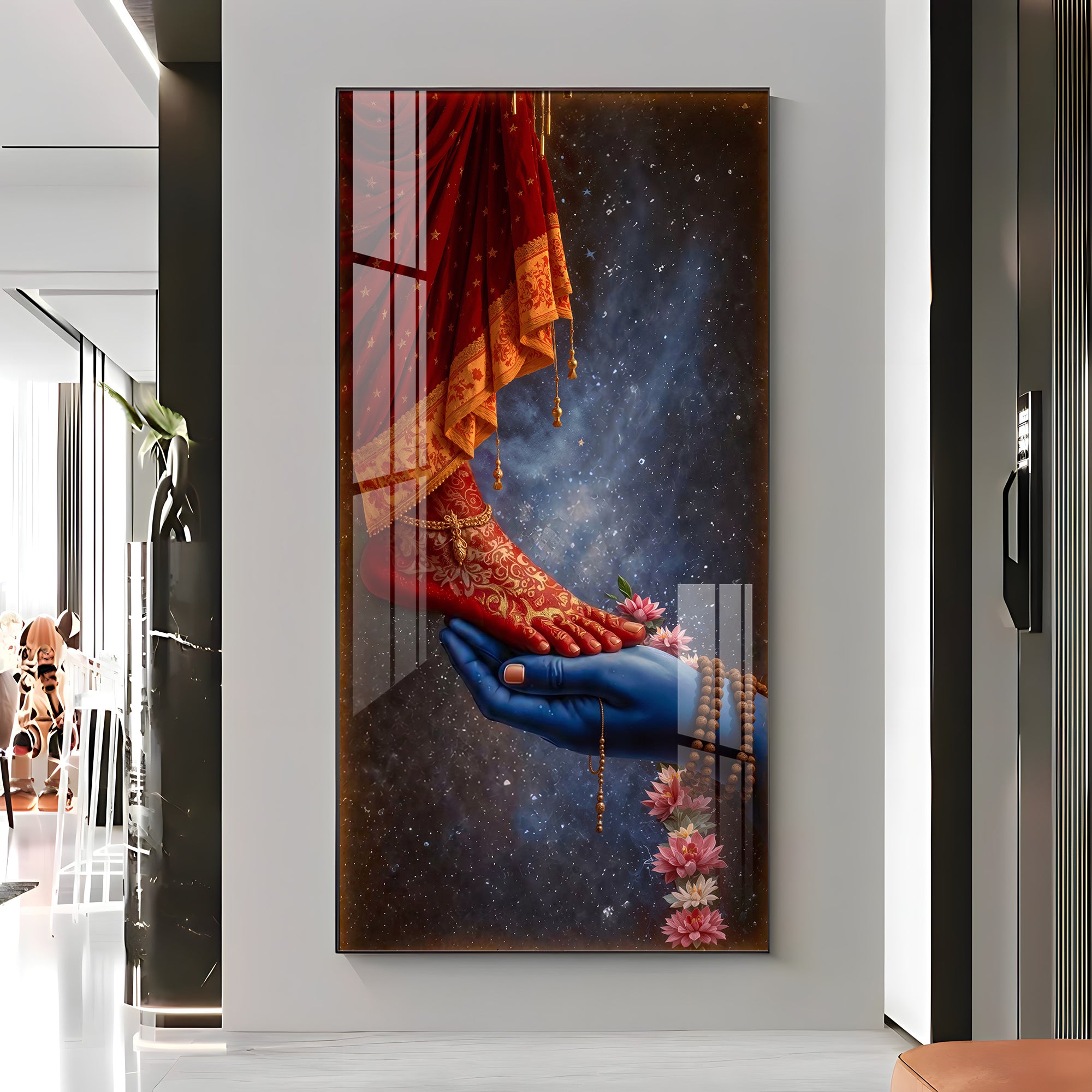 Shiv Ji Hand With Parvati Feet Premium Acrylic Vertical Wall Art