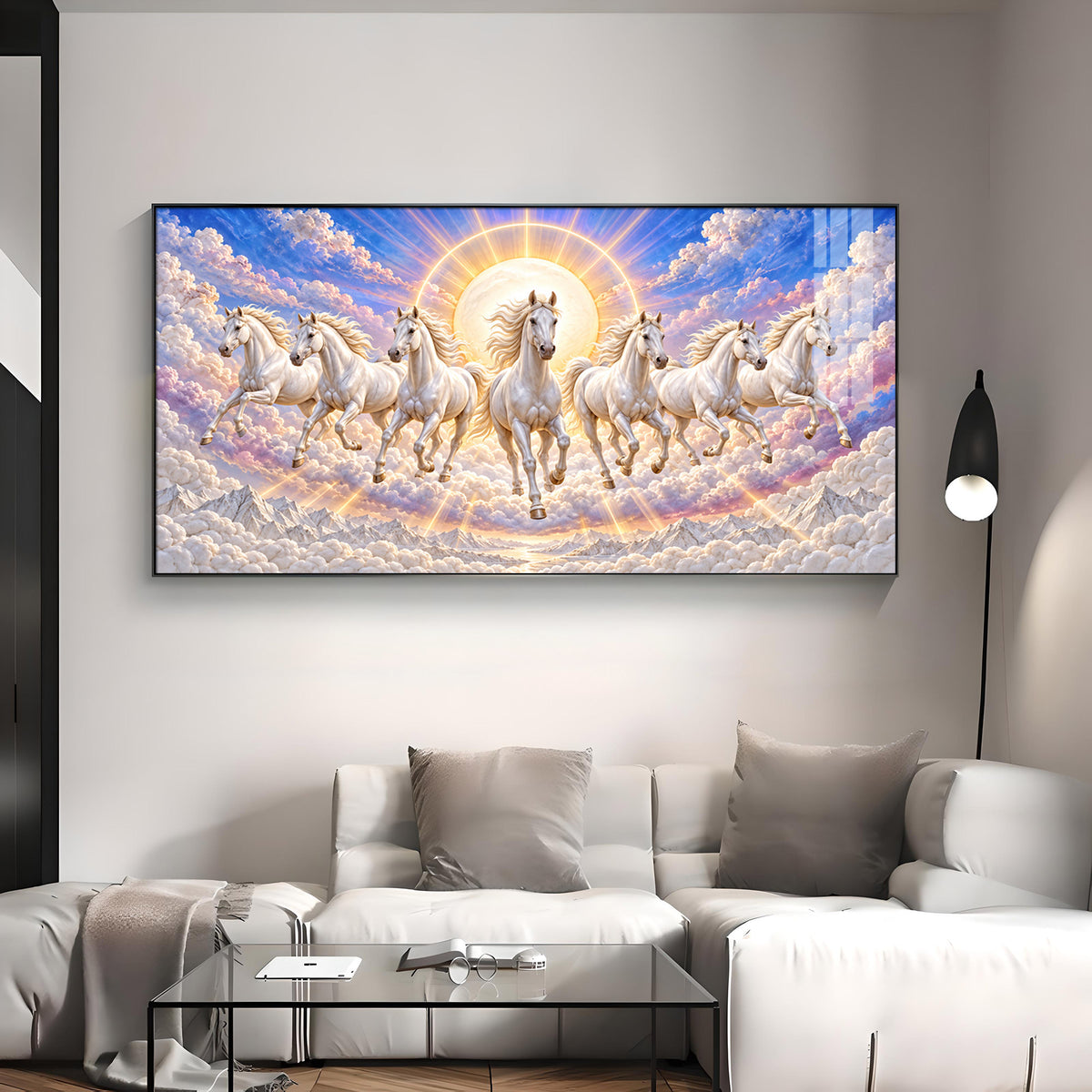 Seven Running Horses Premium Acrylic Horizontal Wall Art