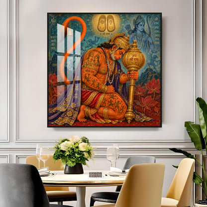 Hanuman Devotion Premium Acrylic Square Wall Art