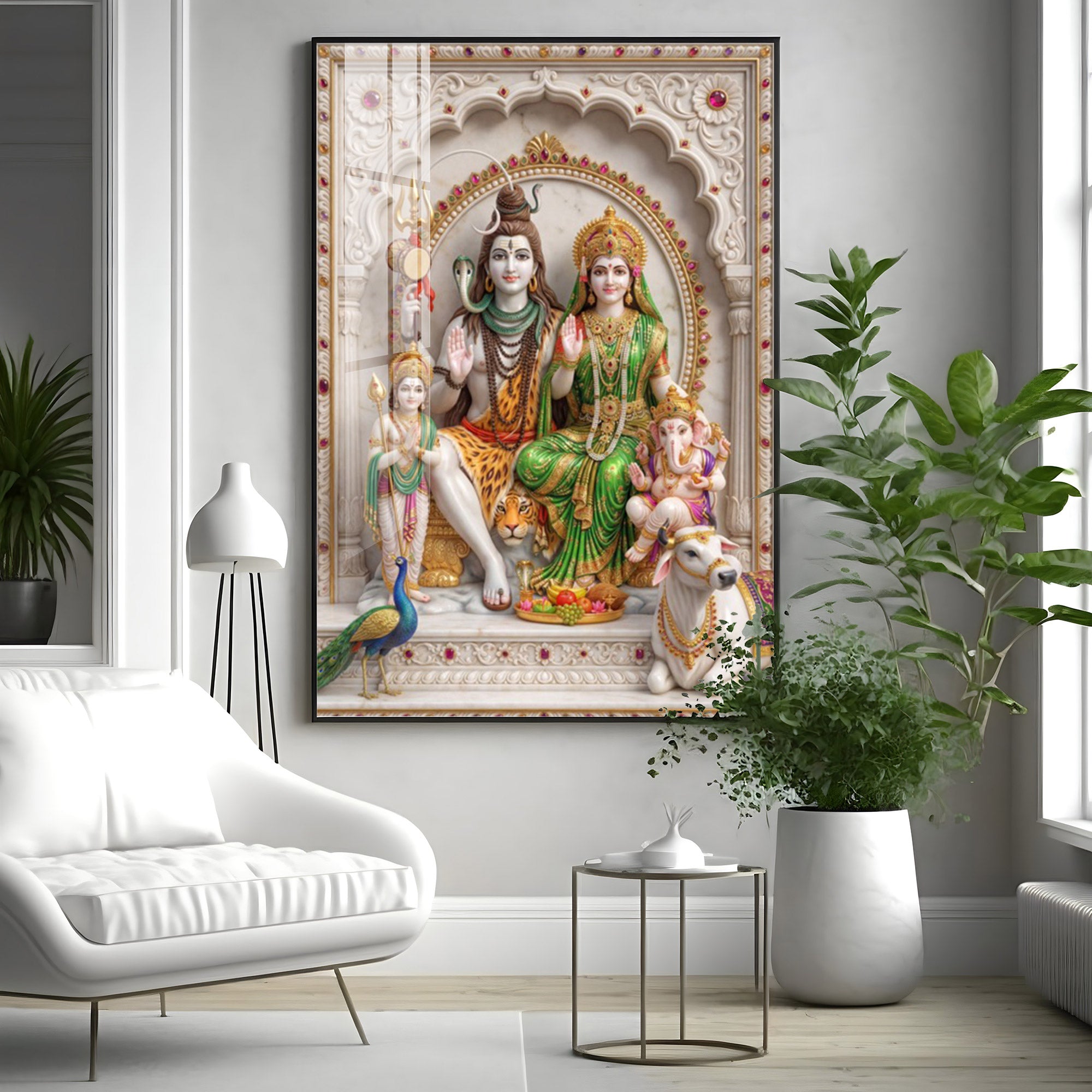 Cosmic Energy Of Shiv Parivar Premium Acrylic Vertical Wall Art