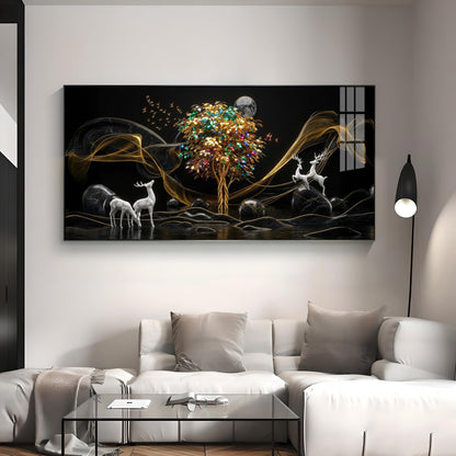 Deer & Bird Oasis Premium Acrylic Horizontal Wall Art