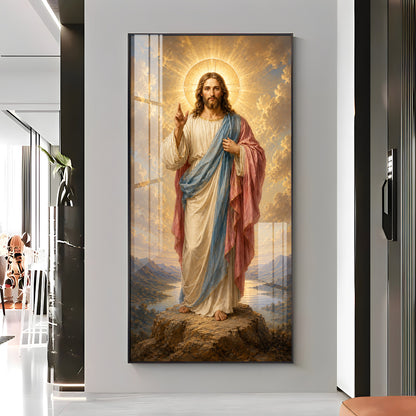 Divine Jesus Christ Blessing Landscape Premium Acrylic Vertical Wall Art