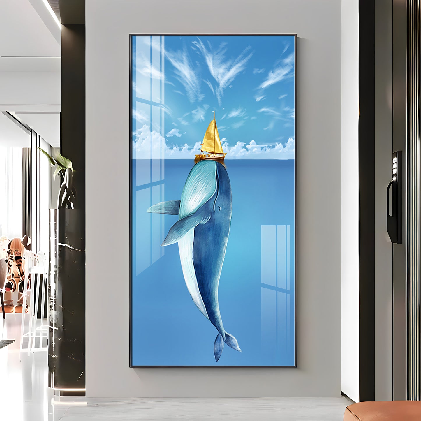 Cartoon Whale Premium Acrylic Vertical Wall Art