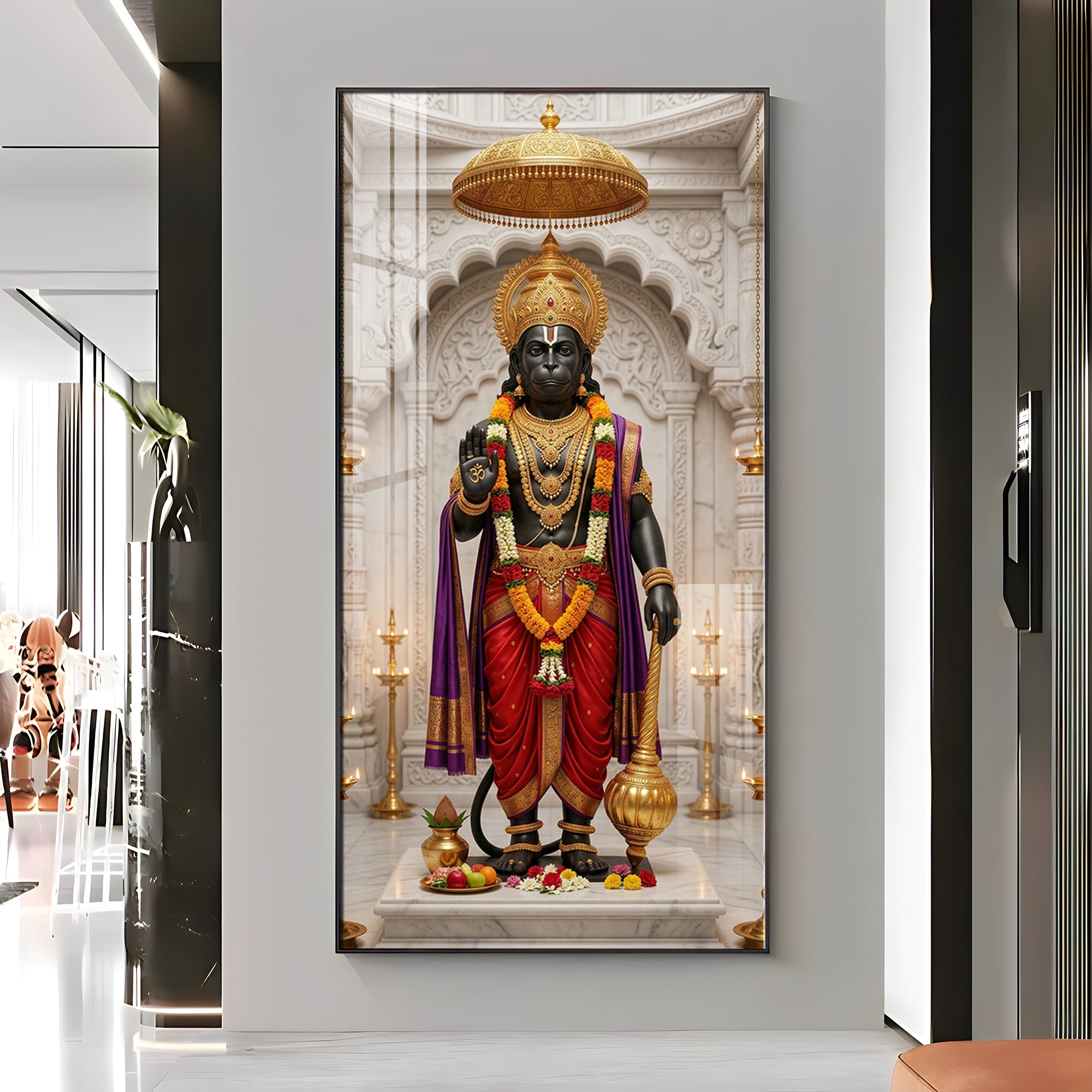 Divine Guardian Hanuman Premium Acrylic Vertical Wall Art
