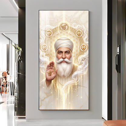 Guru Nanak Ji With Ik Onkar Premium Acrylic Vertical Wall Art