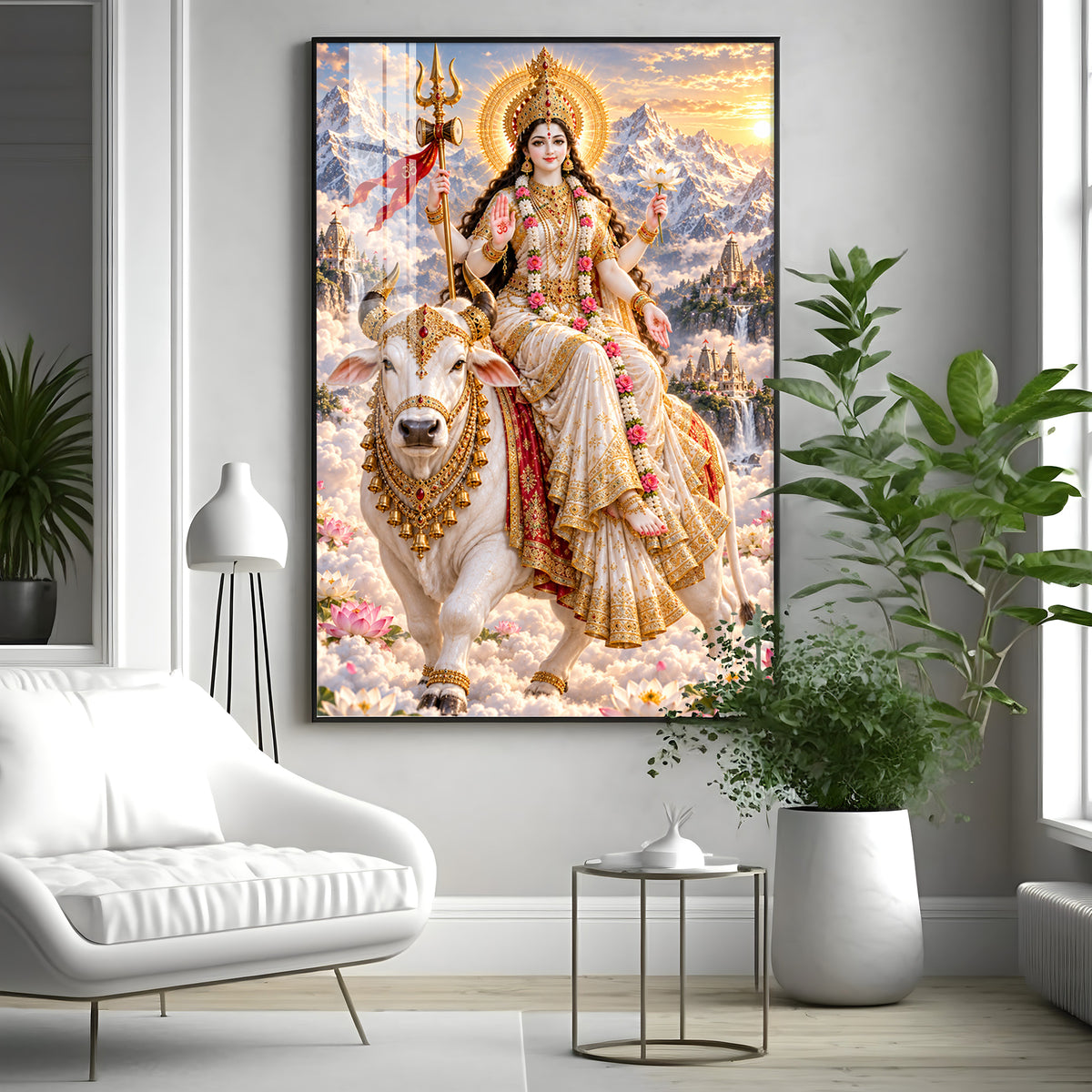 Divine Maa Shailputri Premium Acrylic Vertical Wall Art