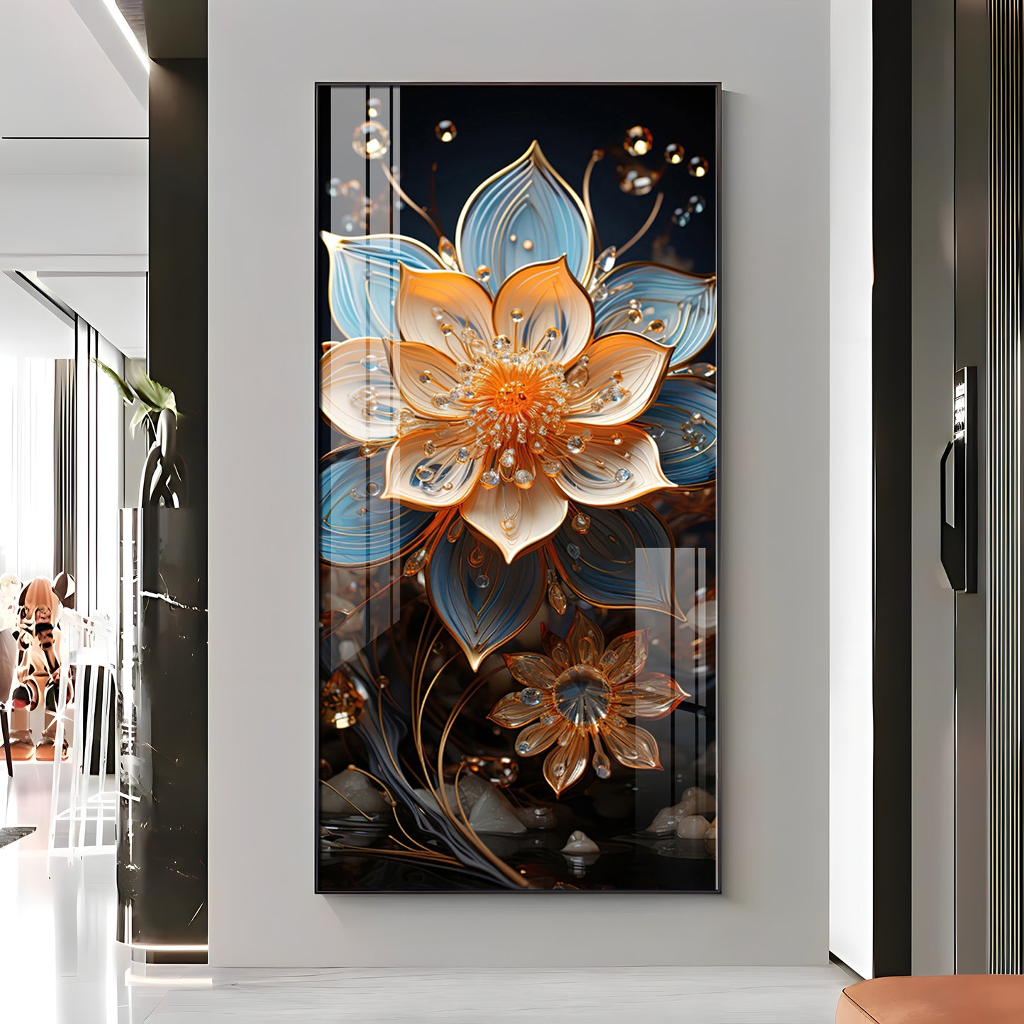 Floral Hallway Harmony Premium Acrylic Vertical Wall Art