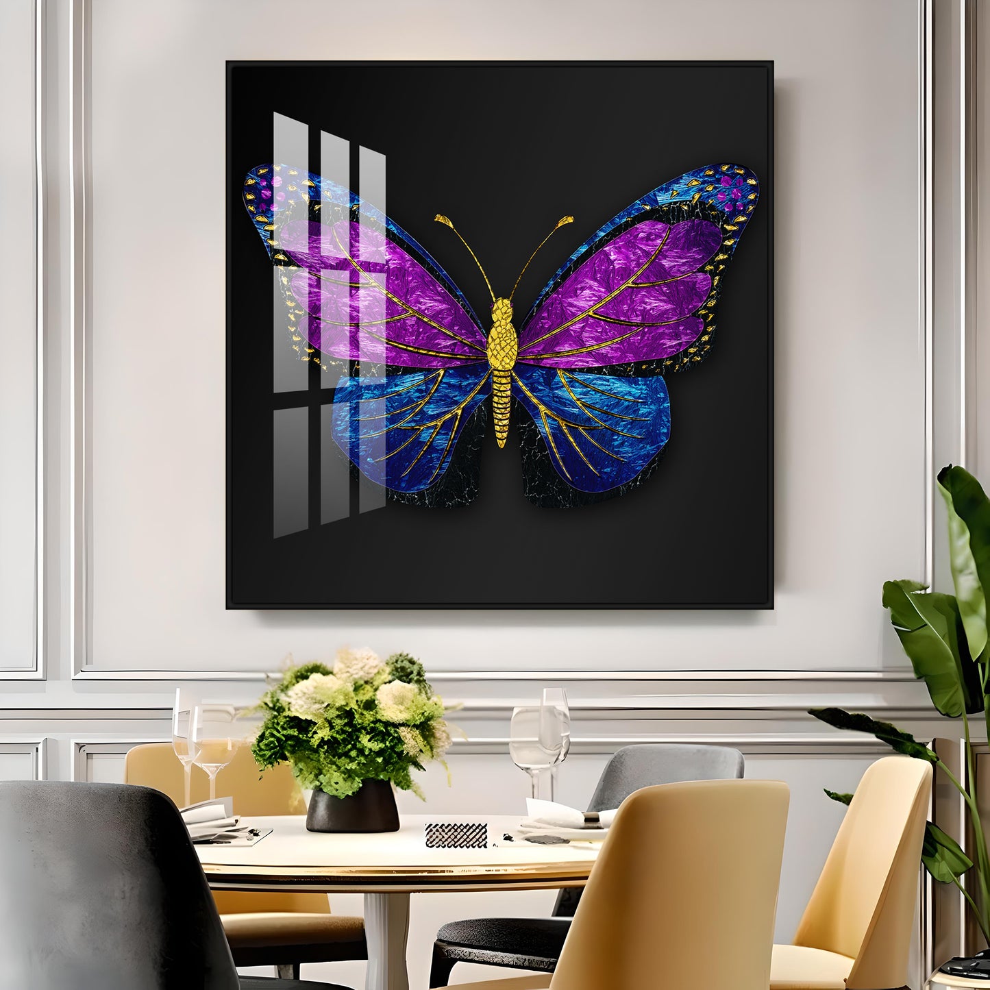 Colorful Butterfly Premium Acrylic Square Wall Art