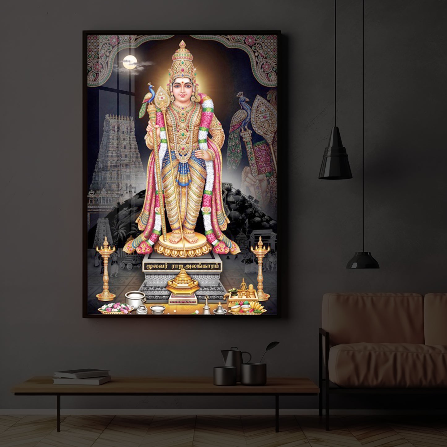 Lord Kartikeya Modern Luxury Backlight Vertical Wall Art