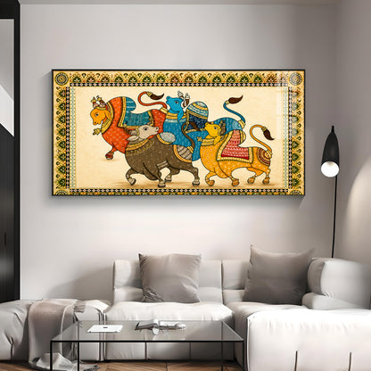 Pichwai Sacred Bull Premium Acrylic Horizontal Wall Art