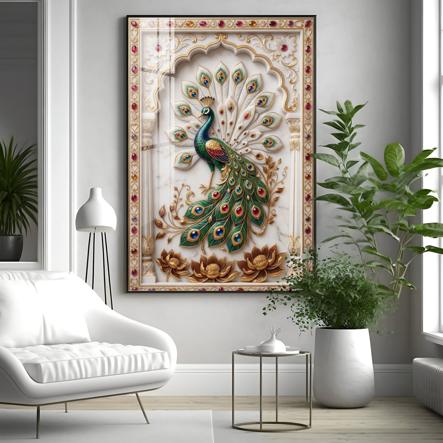 Beautiful Peacock Premium Acrylic Vertical Wall Art
