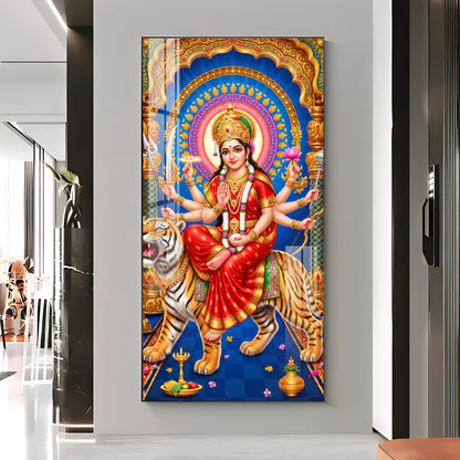 Goddess Durga Divine Premium Acrylic Vertical Wall Art