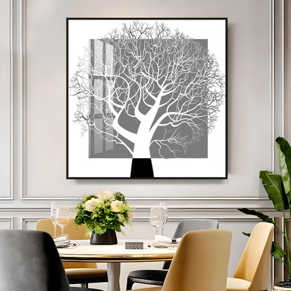 Black White Tree Premium Acrylic Square Wall Art