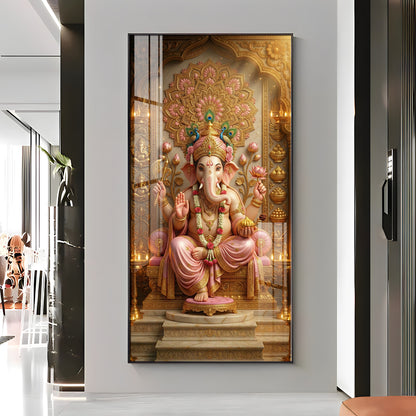 Divine Luminescence Ganesha Throne Premium Acrylic Vertical Wall Art