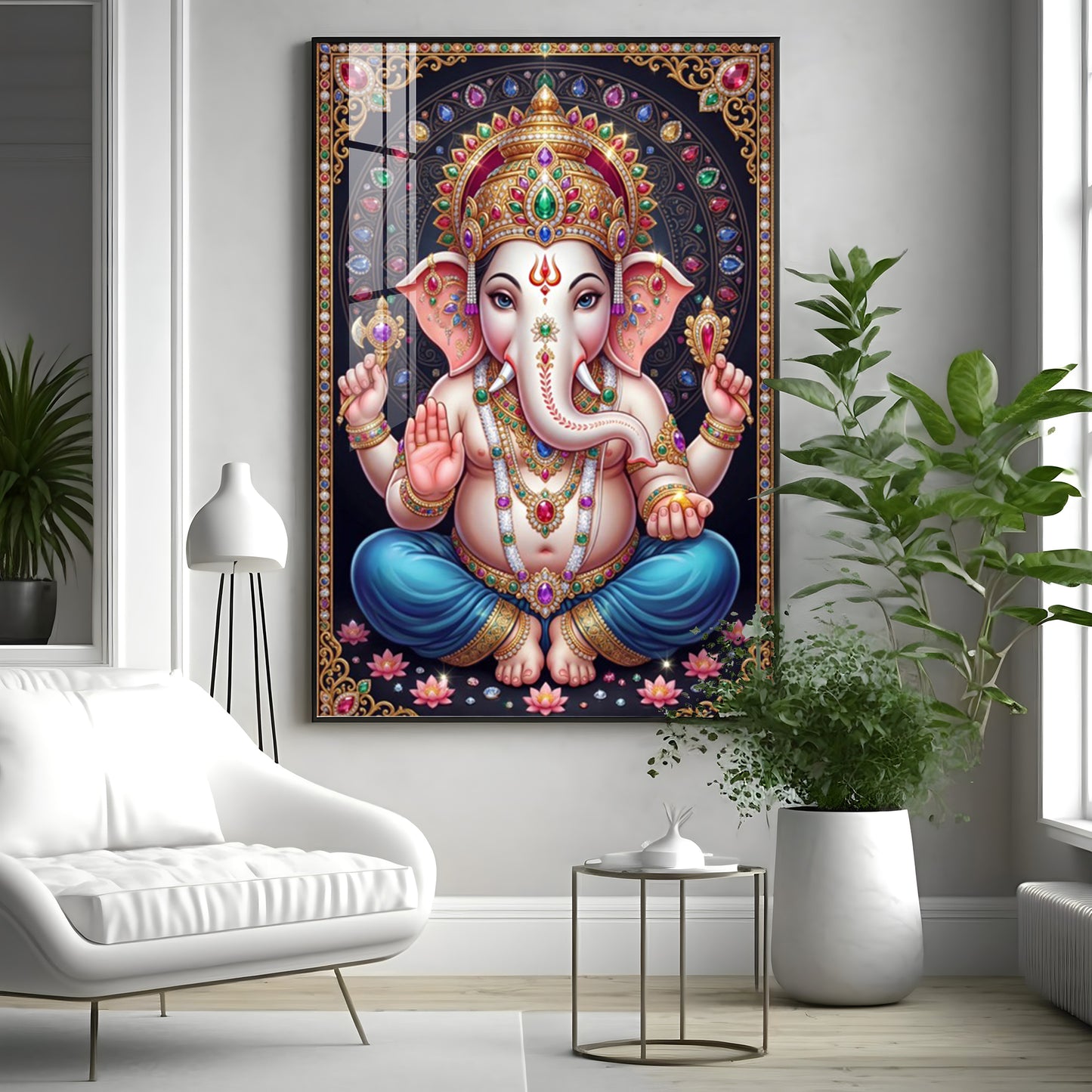 Lord Shri Ganesh Premium Acrylic Vertical Wall Art