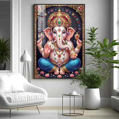 Lord Shri Ganesh Premium Acrylic Vertical Wall Art