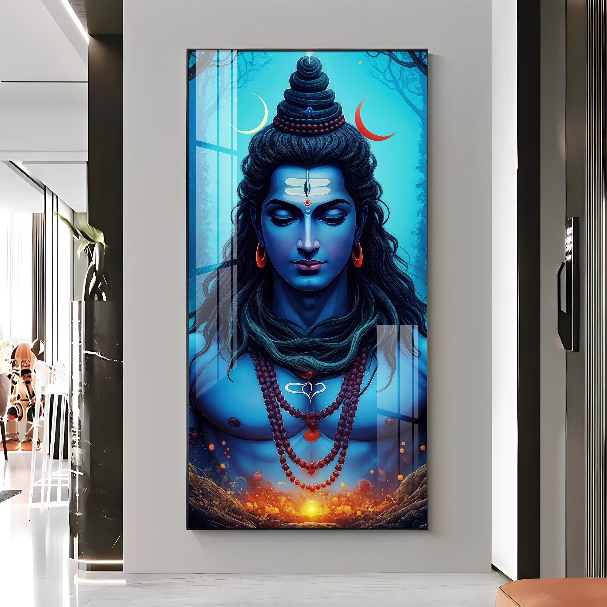 Lord Shiva Premium Acrylic Vertical Wall Art