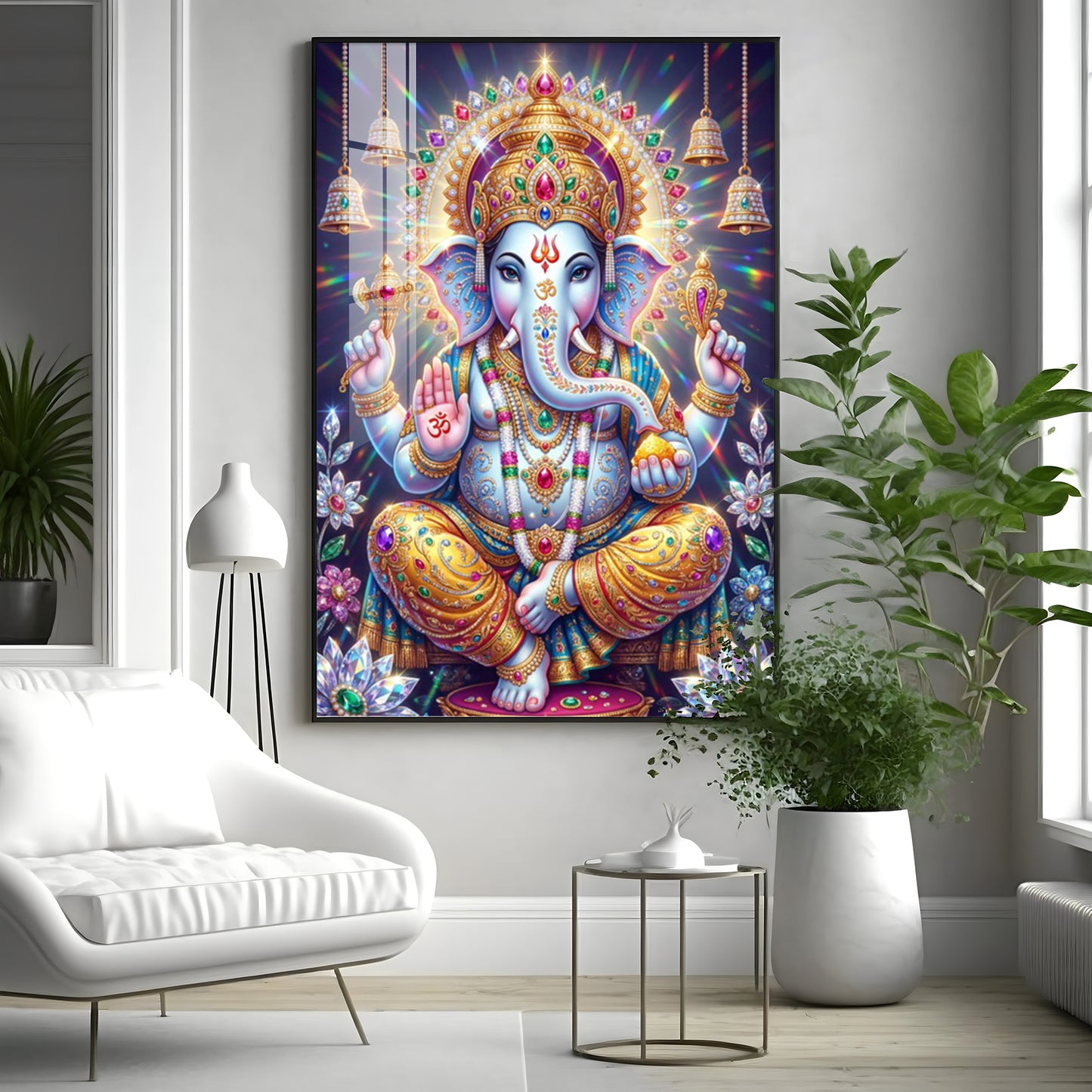 Celestial Serenity Of Lord Ganesha Premium Acrylic Vertical Wall Art