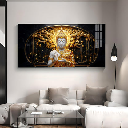 Golden Buddha Premium Acrylic Horizontal Wall Art